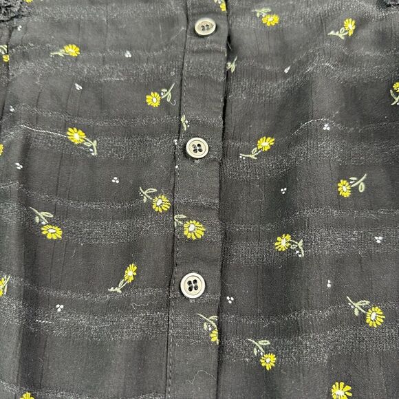 Maurices Women’s‎ Black & Yellow Floral Print Button Front Top Sz XXL linen-feel - Picture 14 of 16
